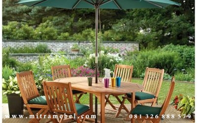 Set Kursi Taman Payung Kayu Jati