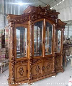 Lemari Hias Jati Ukiran Modern Furniture Jepara
