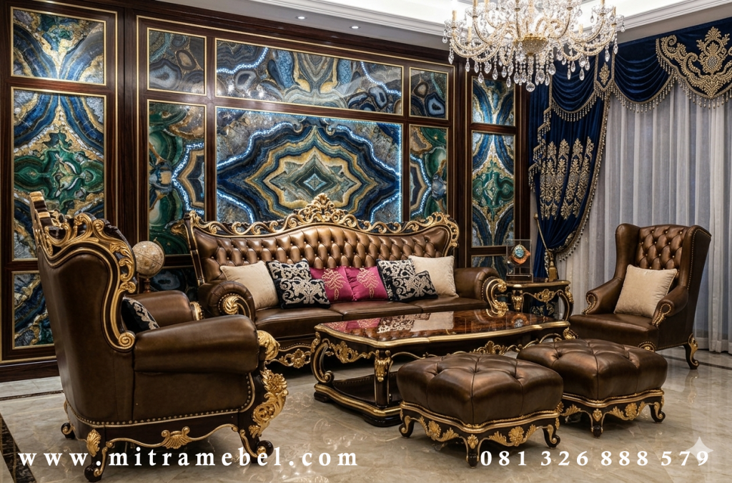 Set Kursi Tamu Royal Sofa Ukir Mewah Kayu Jati