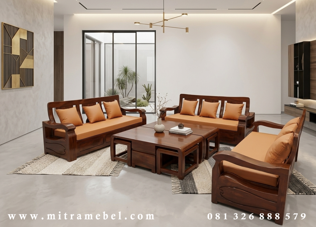 Set Kursi Tamu Sofa Klasik Modern Kayu Jati