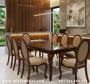 Set Meja Kursi Makan Minimalis Modern Kayu Jati