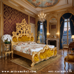 Tempat Tidur Dipan Ukiran Mewah Gold