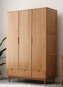 Lemari Pakaian Minimalis 3 Pintu Jati